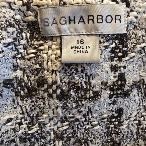 Sag Harbor Zip-up Black/White with Gold Metallic Threads Balzer Jacket Size 16 - Picture 4 of 5